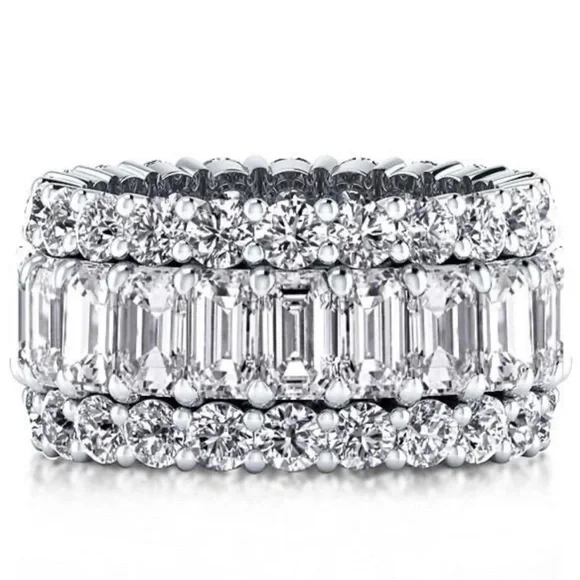 Eternity Wedding Band For Her Multi Row Anniversary Ring - Picture 2 of 6